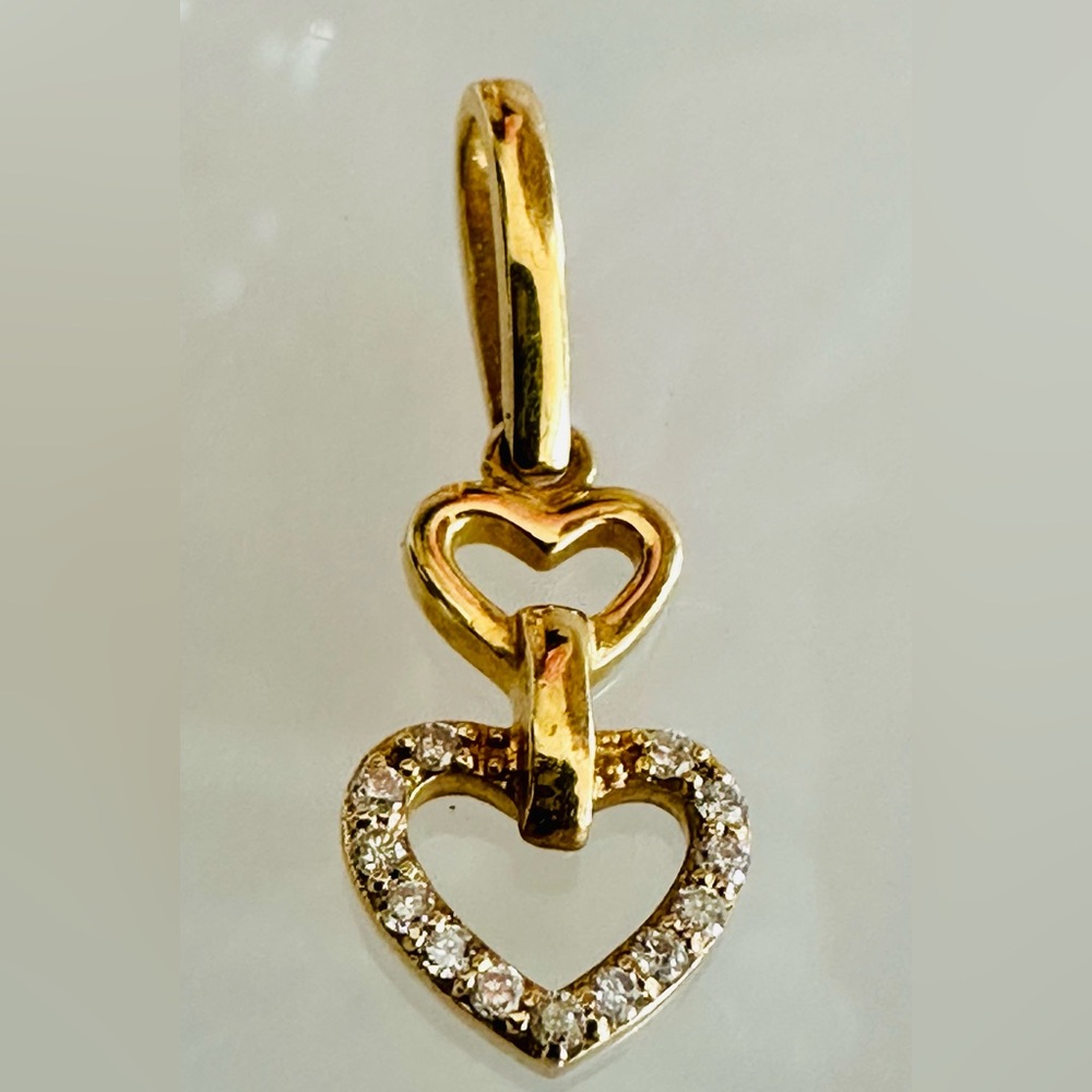 Double Heart Pendant. 💛 Real 18(18k) Karat Solid Gold Jewelry